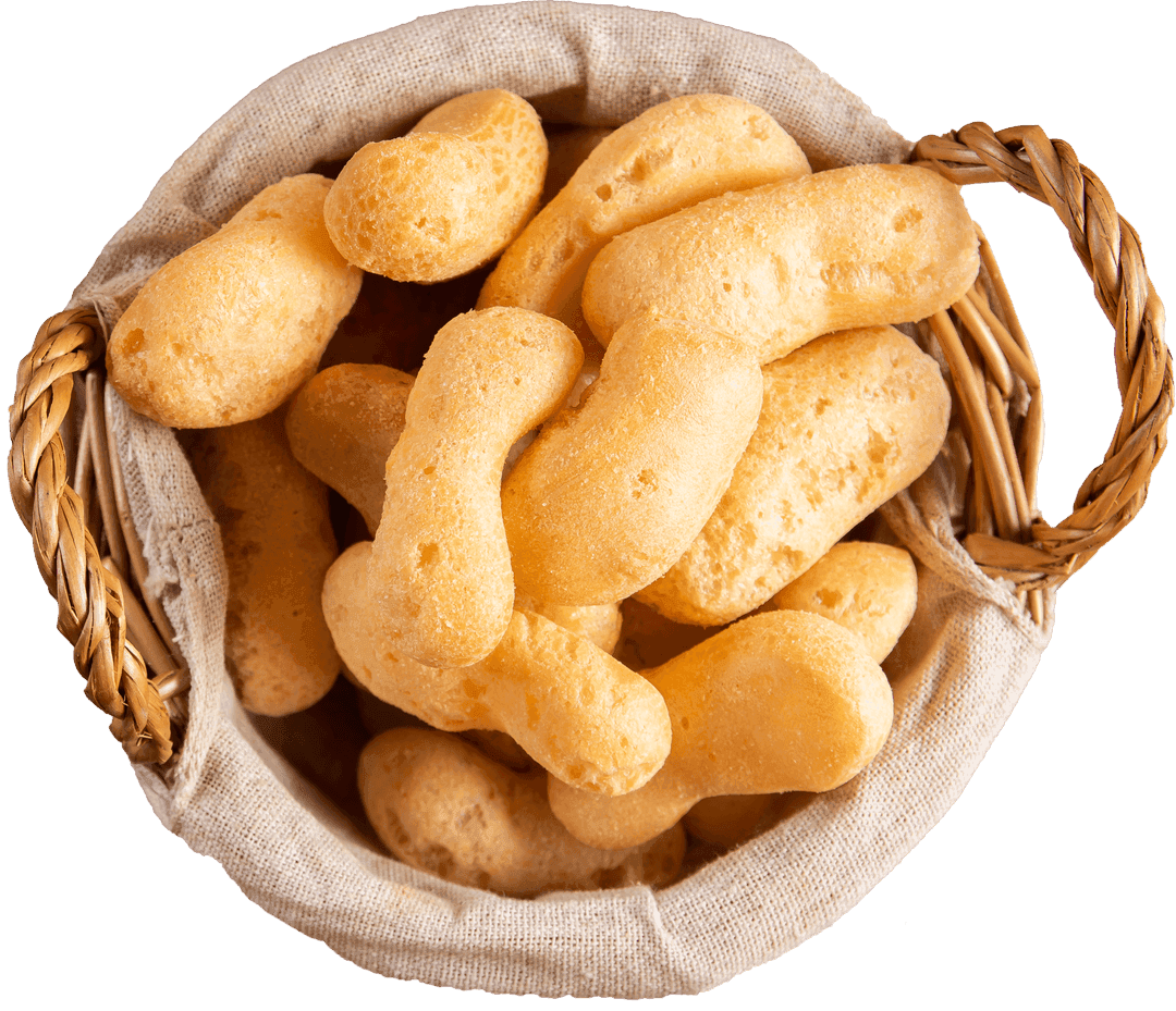 Cesta com biscoitos de polvilho